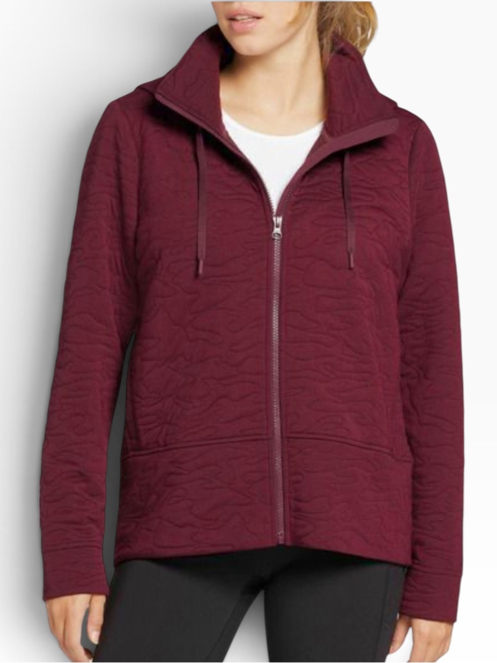 DSG Women Quilted Full Zip Hooded Athletic Jacket XS Burgundy Maroon